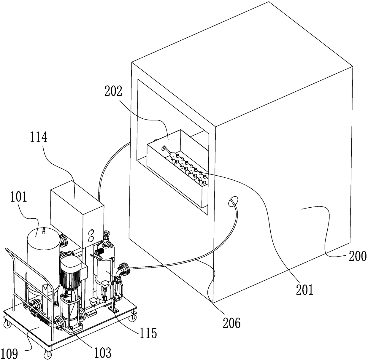 A high-and-low temperature circulating water pressure test platform