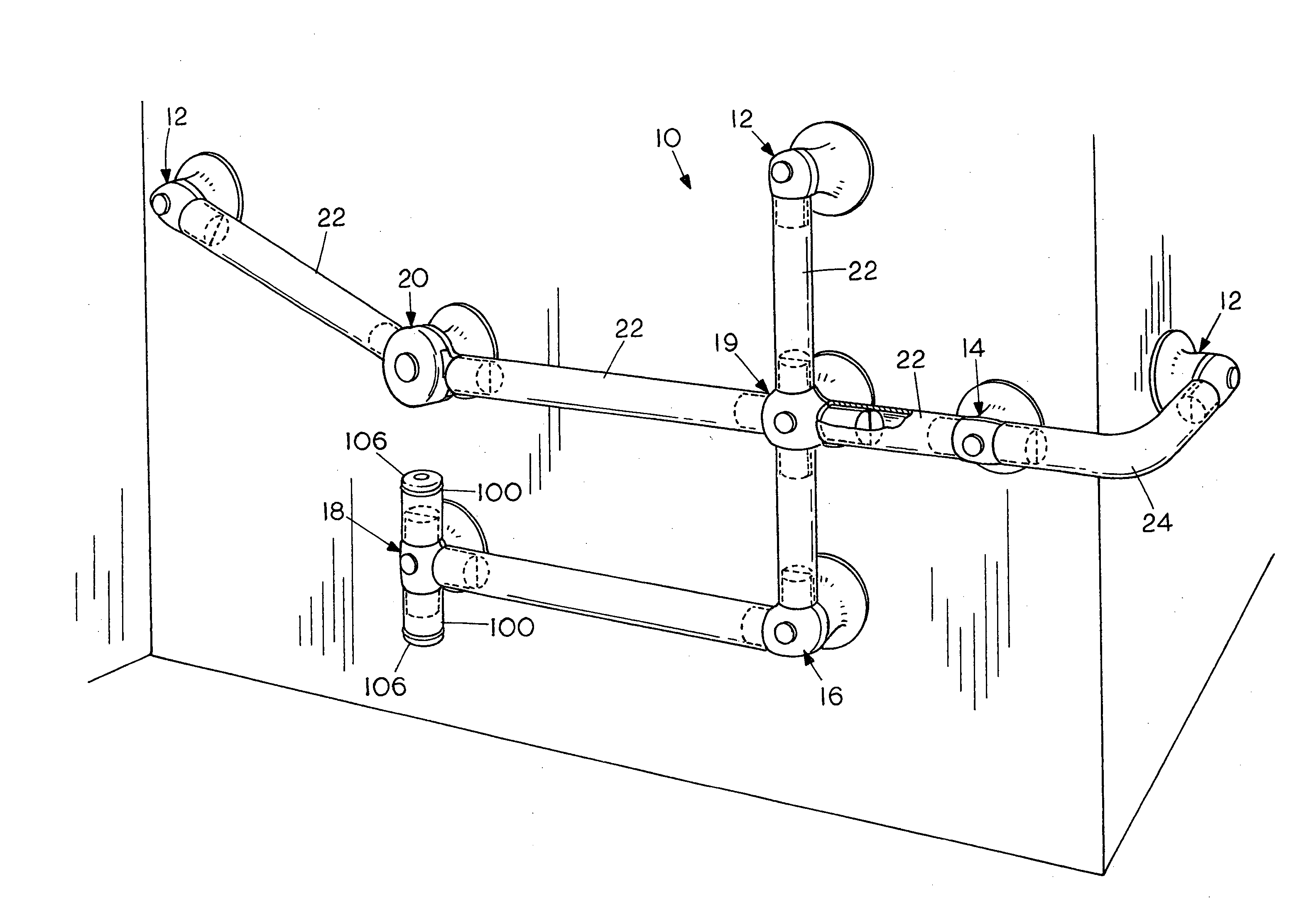 Reinforced supporting connectors for tubular grab railings