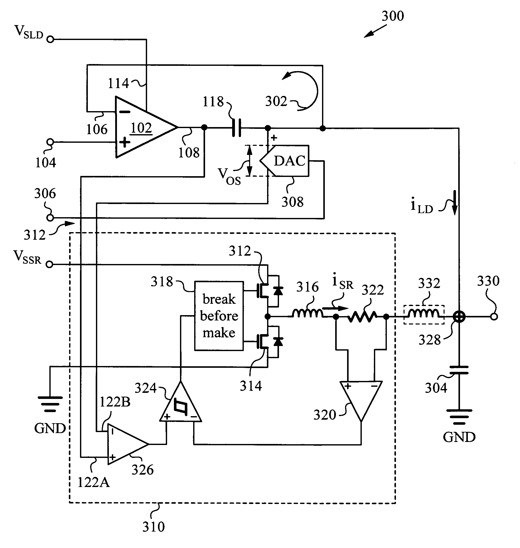 Dynamic power supply employing a linear driver and a switching regulator