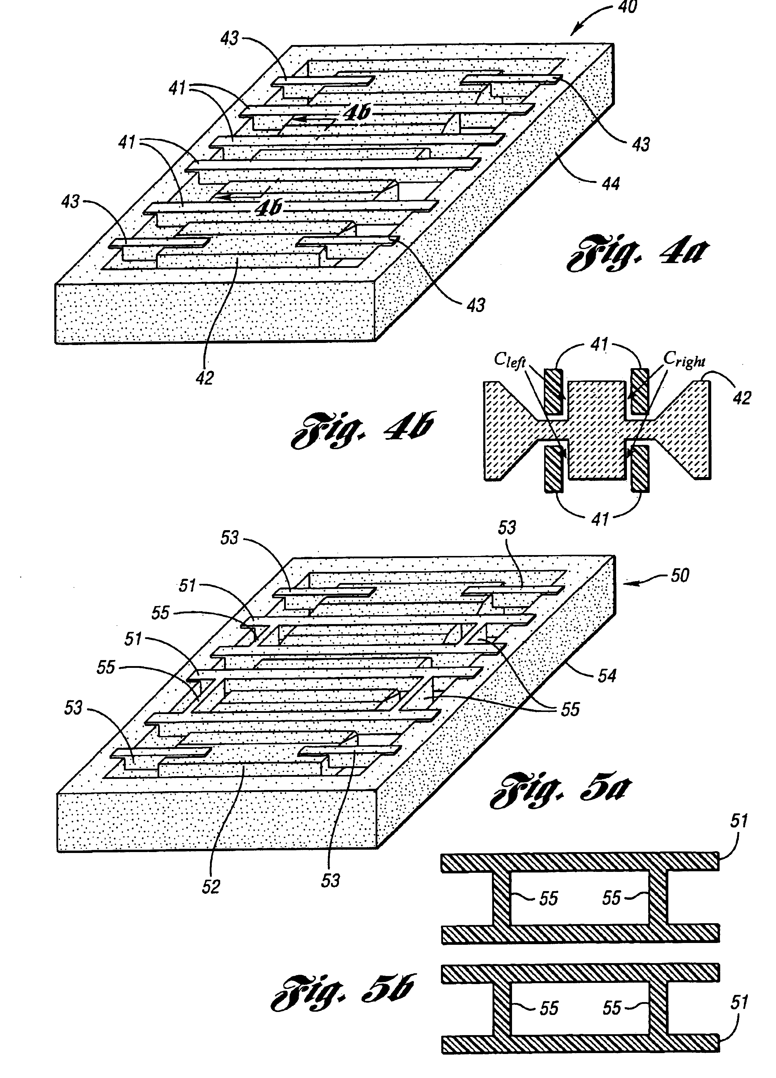Micromachined capacitive lateral accelerometer device and monolithic, three-axis accelerometer having same