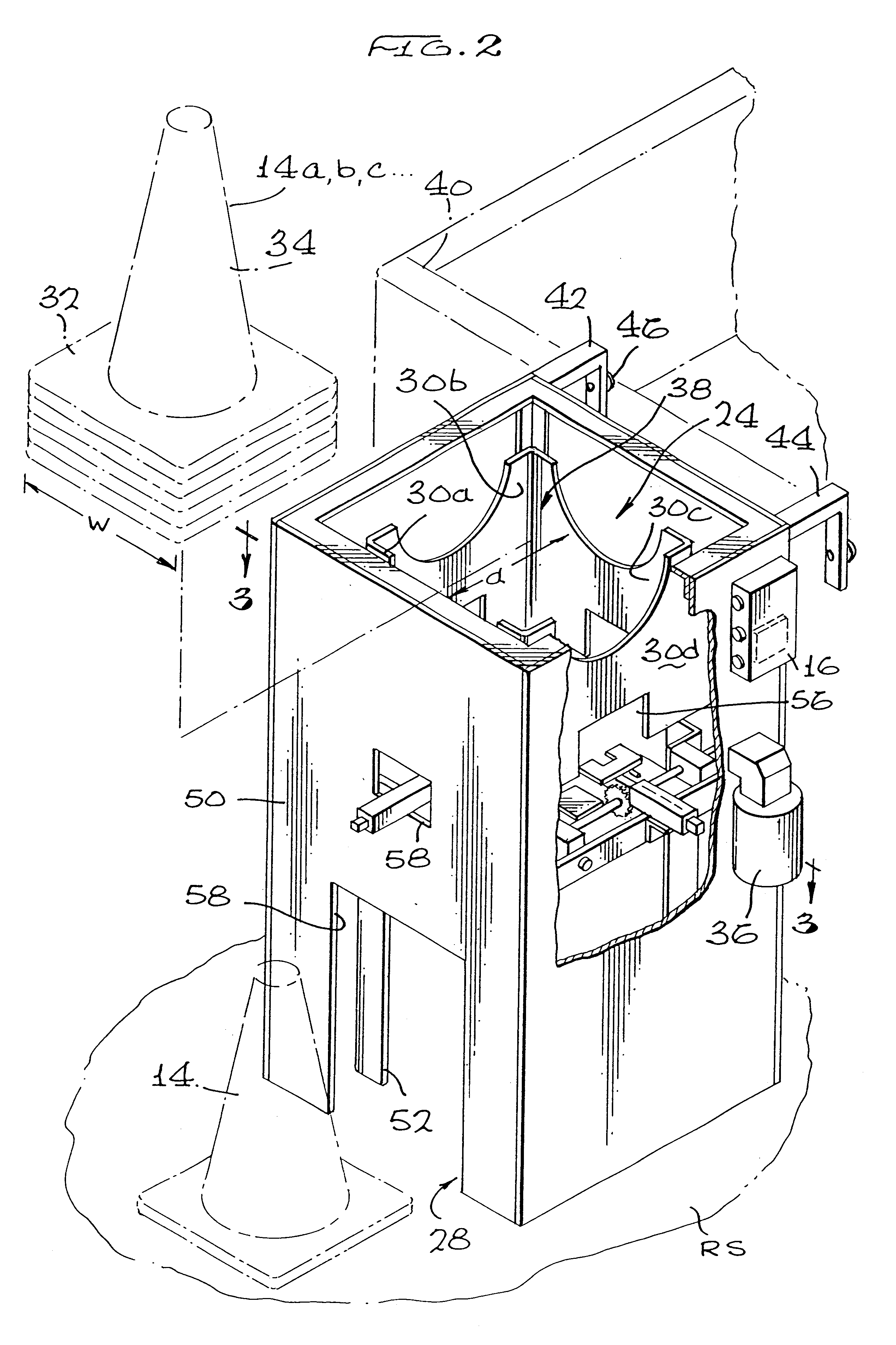 Device for placing cones on a roadway surface