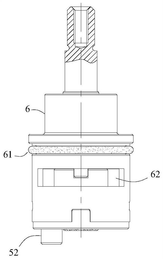 Ceramic water division valve with water return function and water mixing valve comprising same