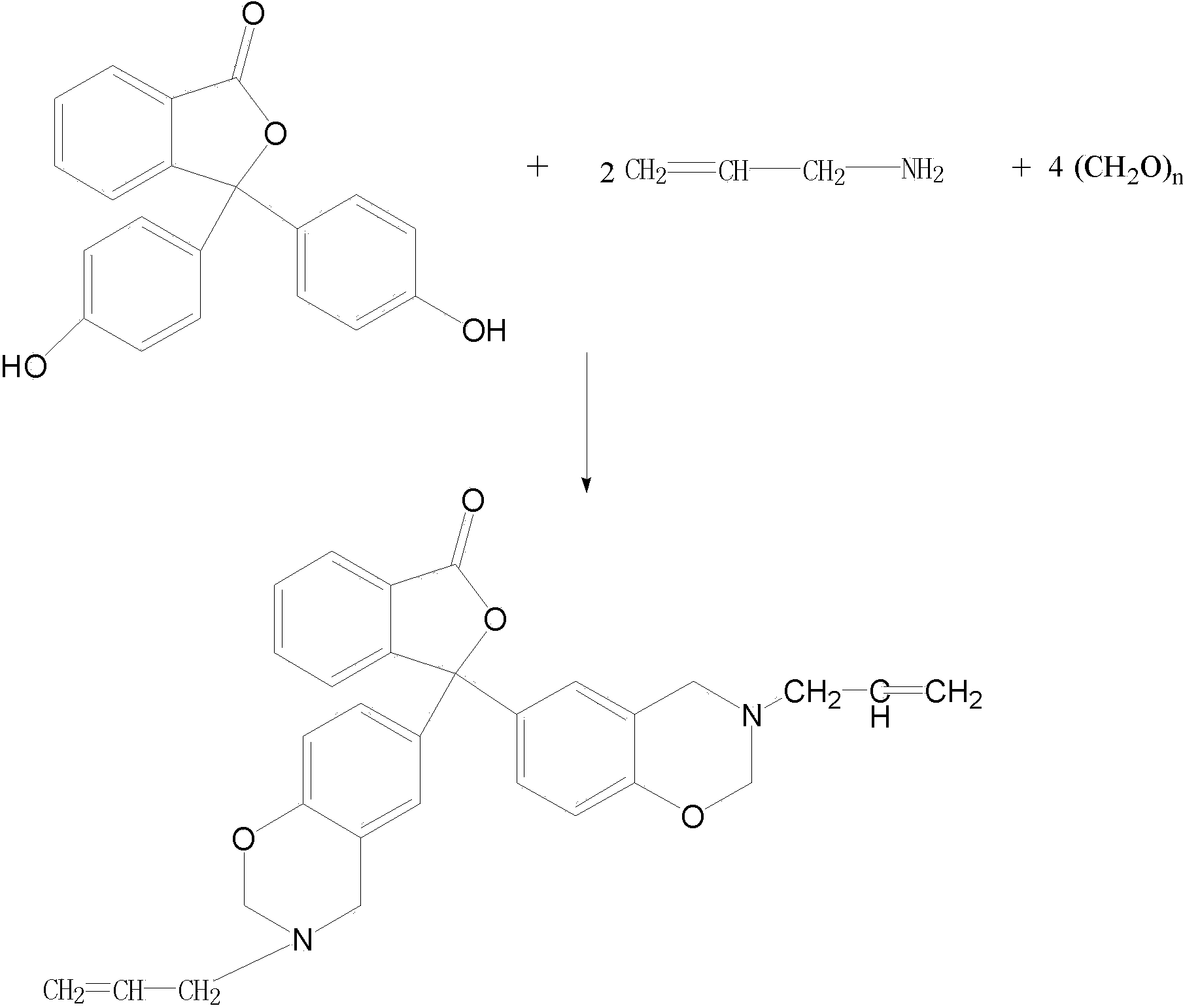 Preparation method of phenolphthalein allyl amine-type benzoxazine/polyurethane blend resin