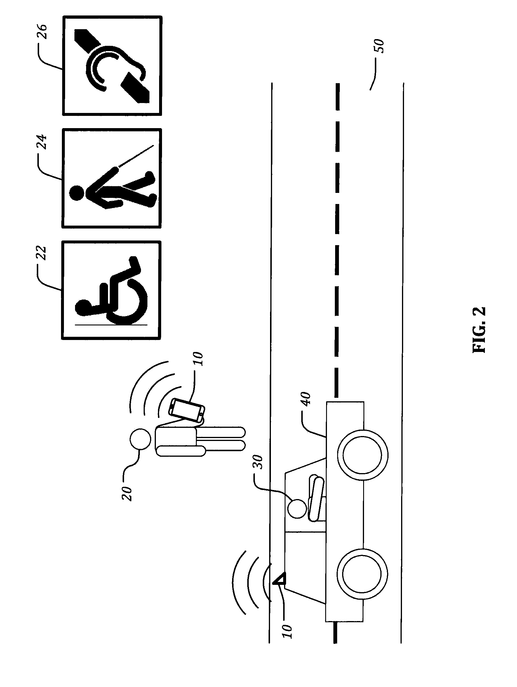 Vehicle to pedestrian communication system and method