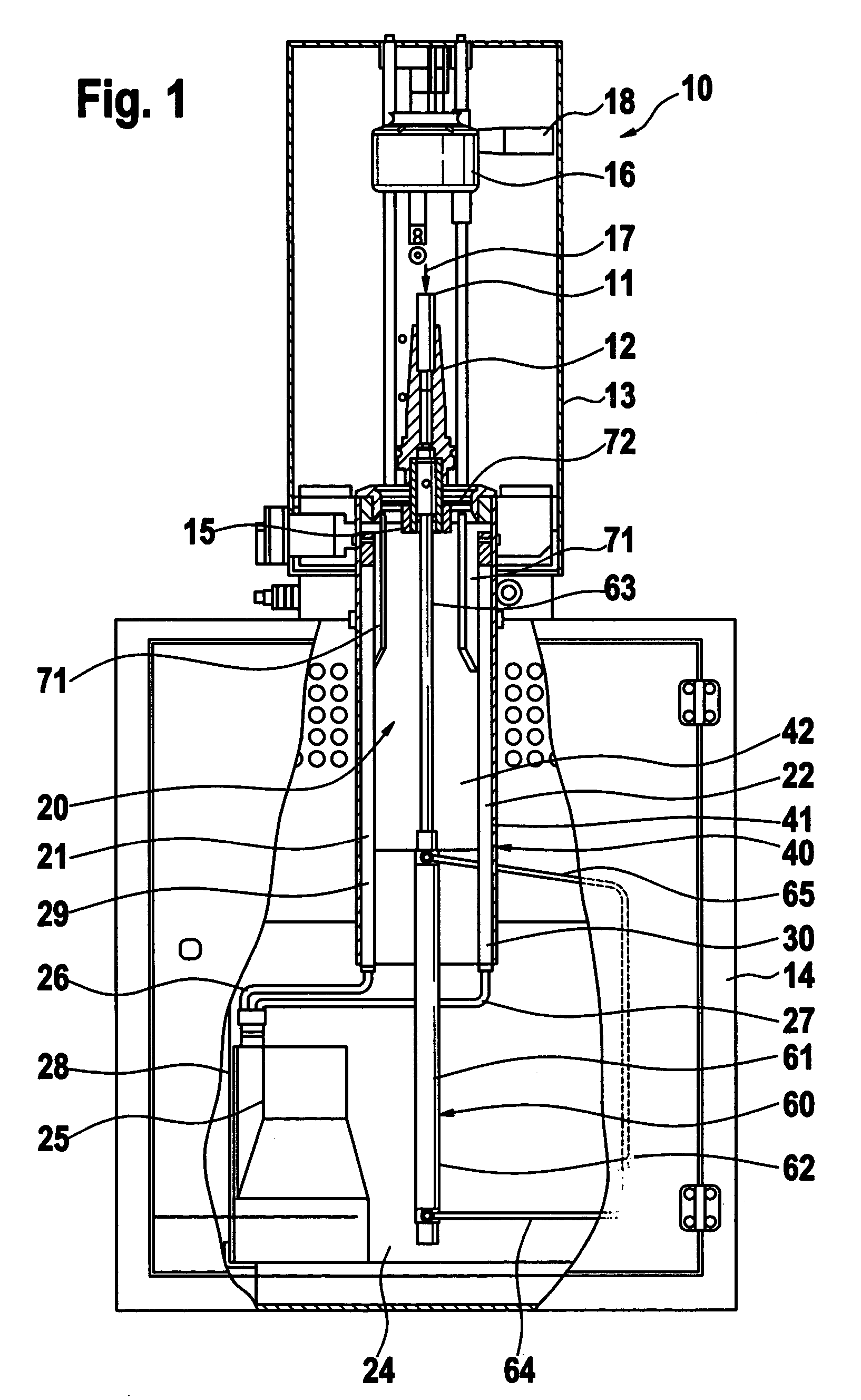 Device with a cooling unit for thermally clamping and releasing tools in shrink-fit chucks