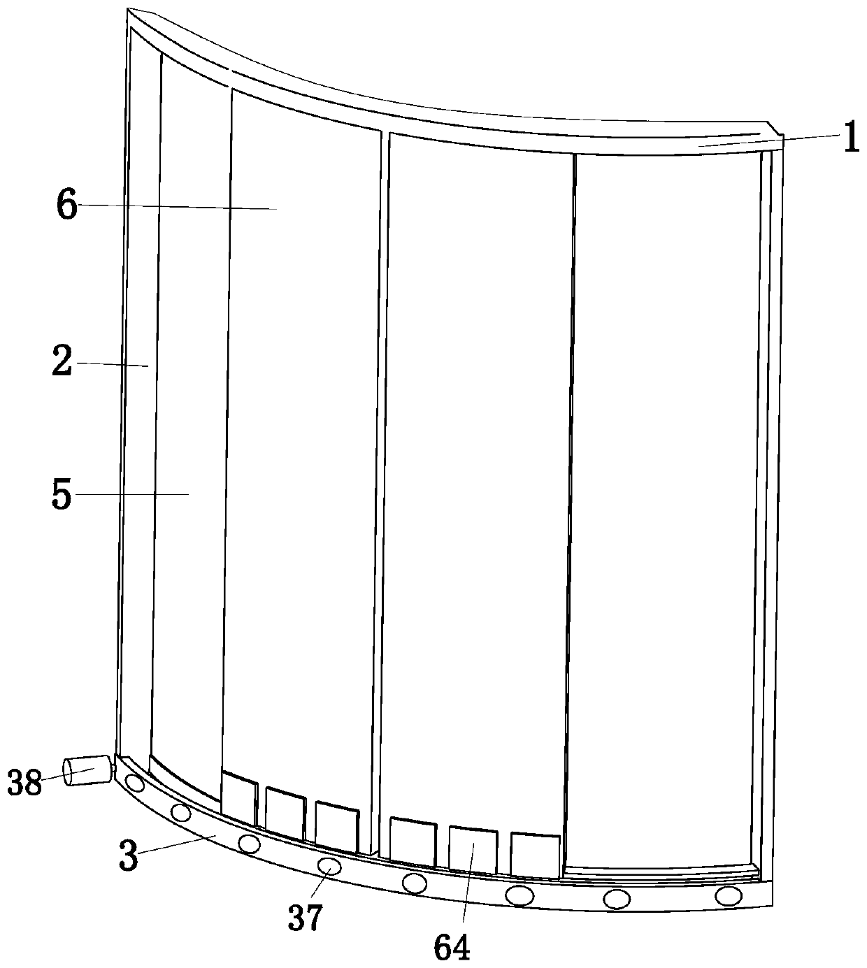 A shower room glass sliding door structure
