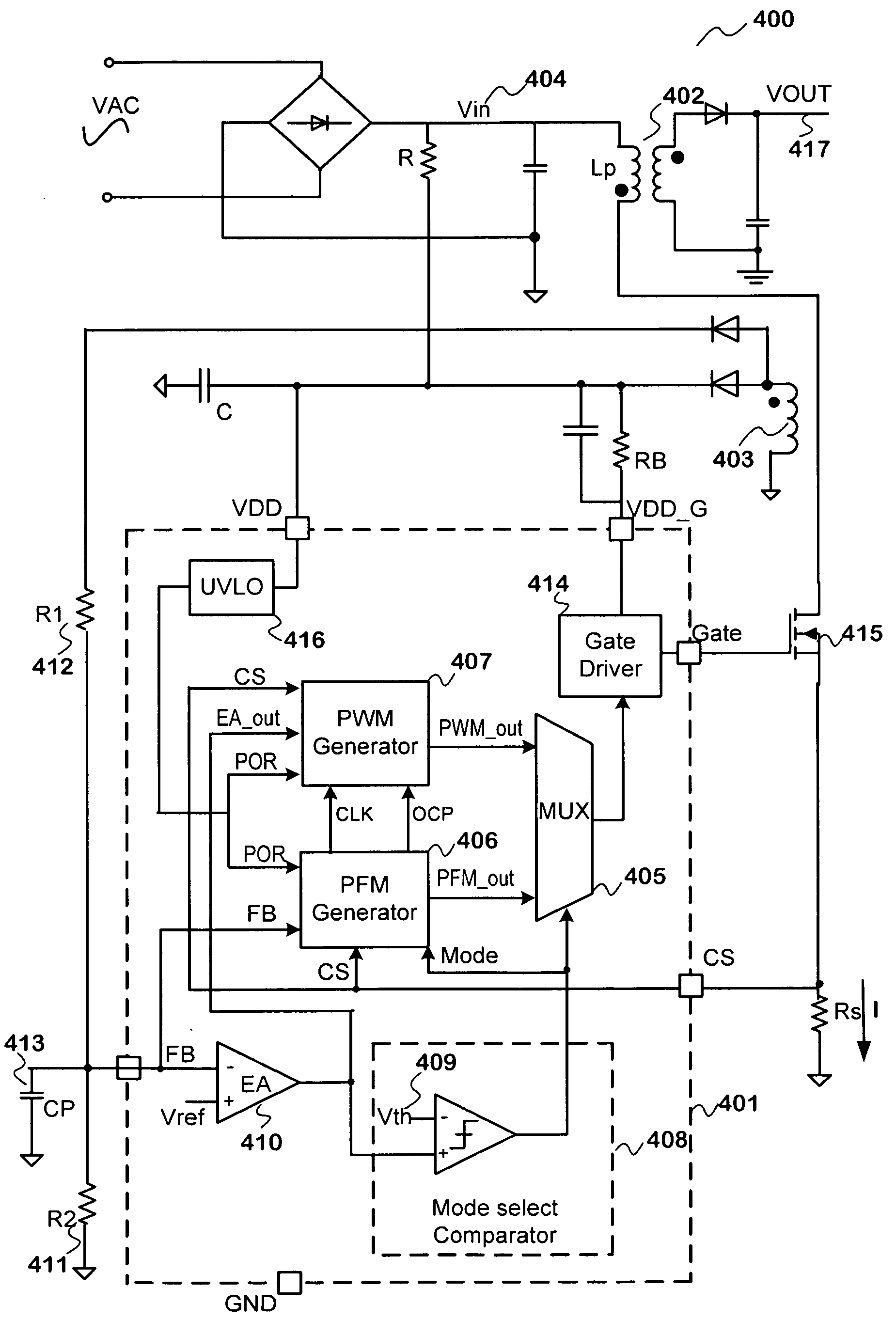 Method and system for efficient power control with multiple modes