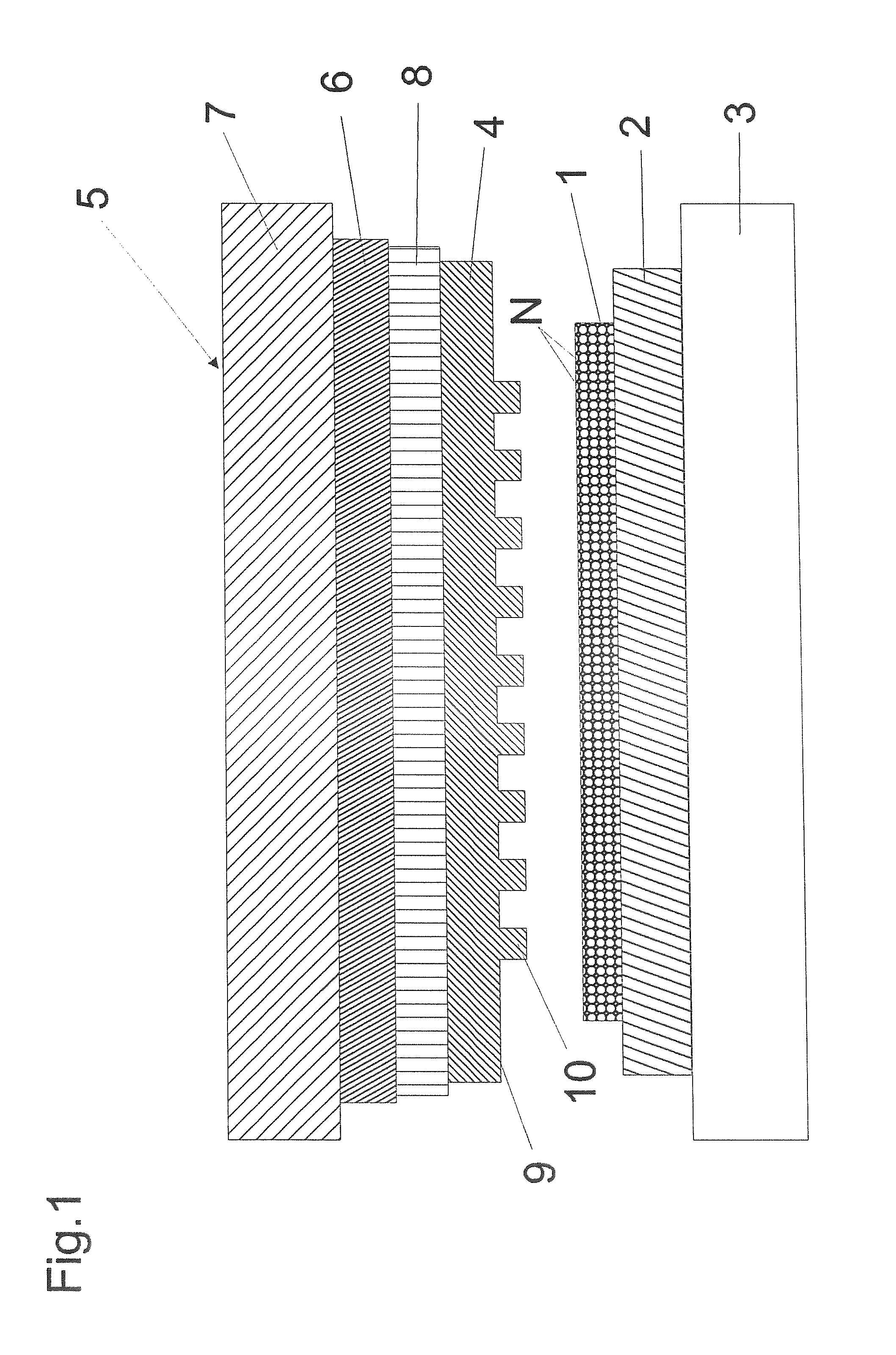 Device and method for hot embossing of a polymer layer