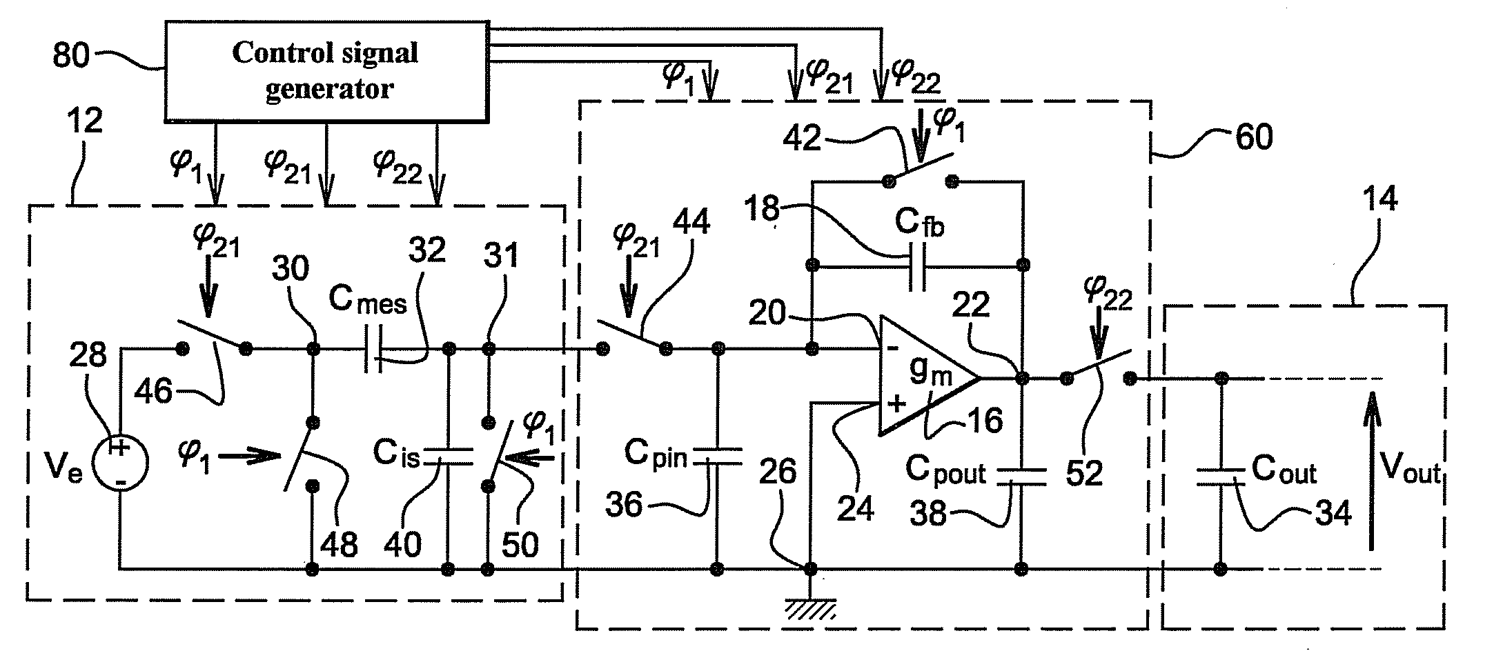 System for converting charge into voltage and method for controlling this system