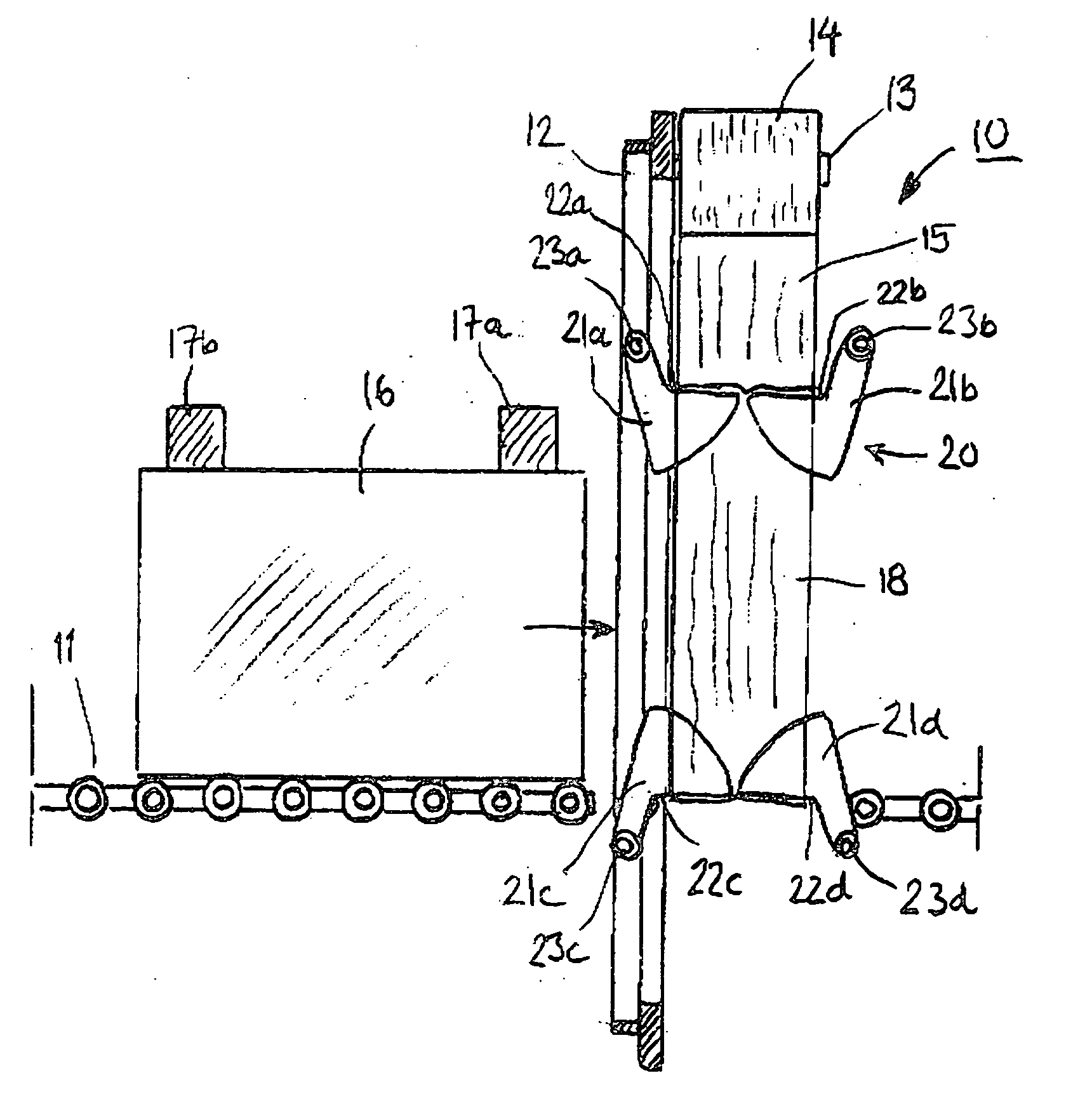 Method and device for applying a plastic film around a product to be packaged