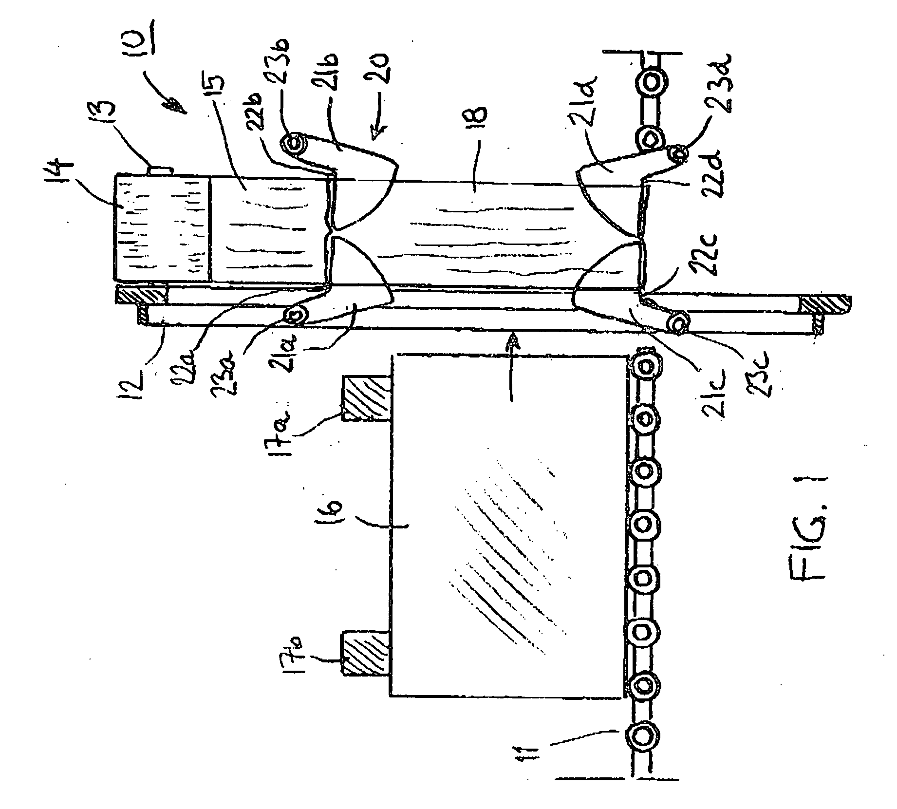 Method and device for applying a plastic film around a product to be packaged