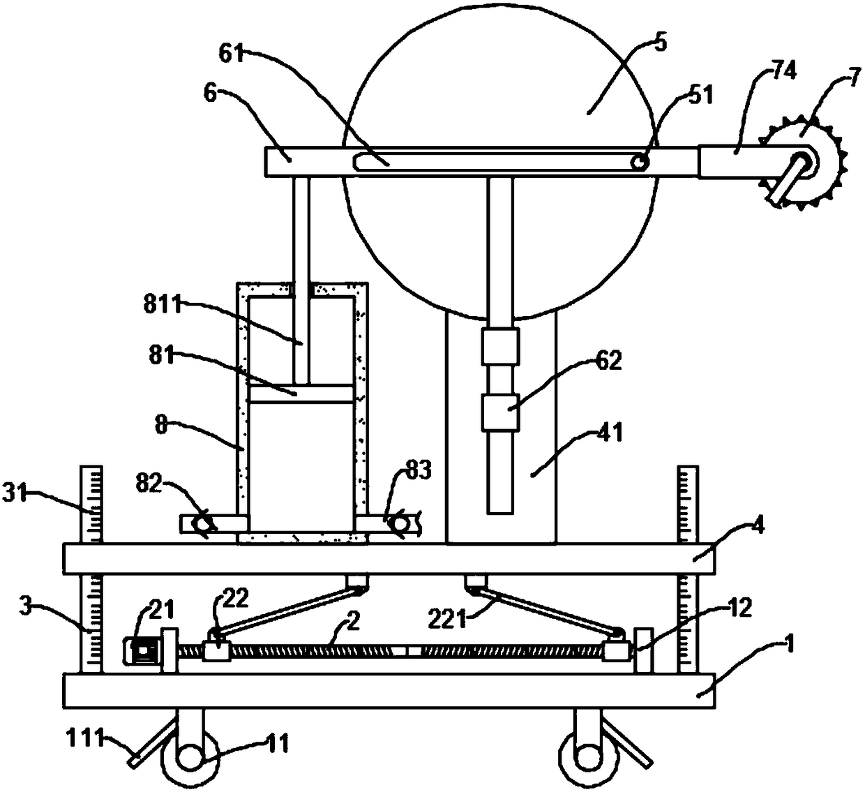 Wall surface stripping device with reciprocating-motion-type stripping roll