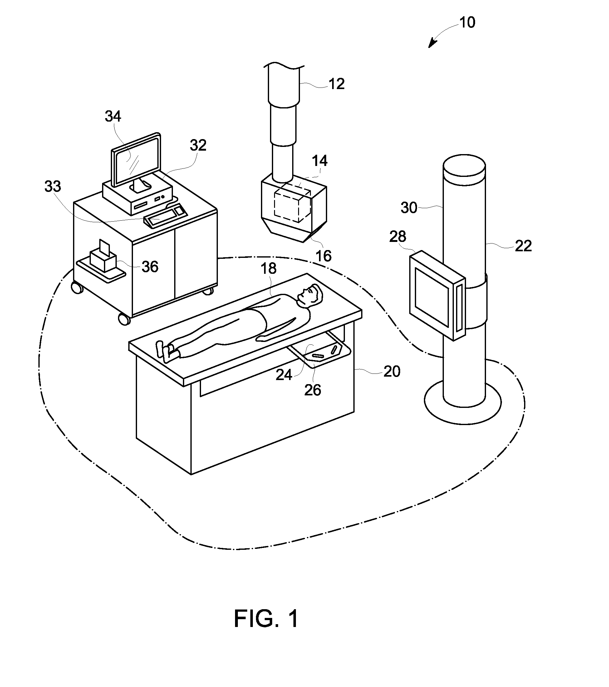 Power and communication interface between a digital x-ray detector and an x-ray imaging system
