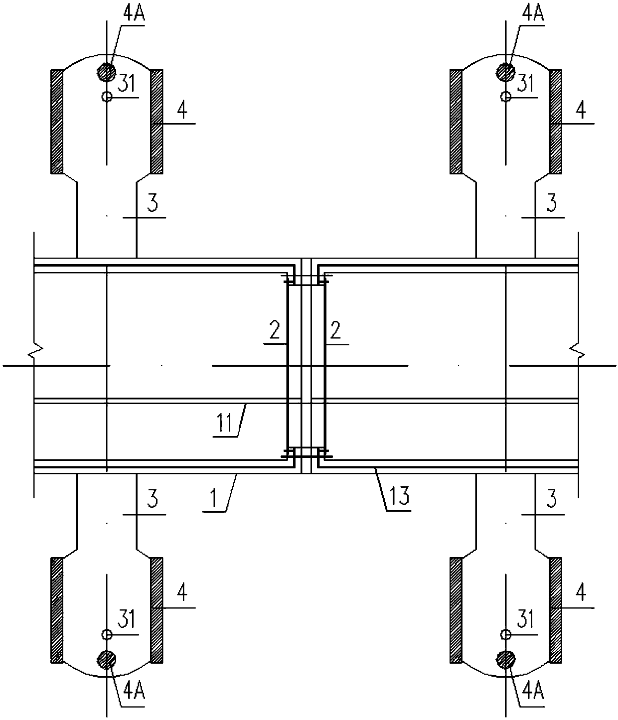 Sea-crossing water suspended high-speed rail tunnel structure, construction method thereof, and control method