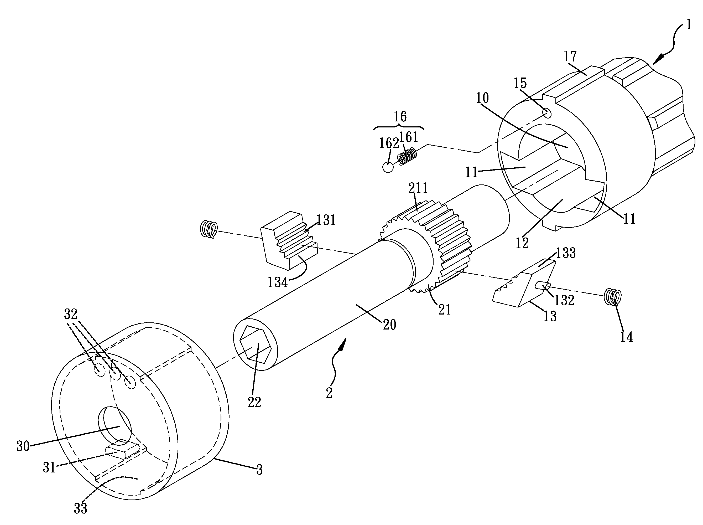 Steering device for a ratchet screwdriver