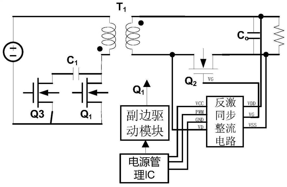 A flyback synchronous rectifier circuit