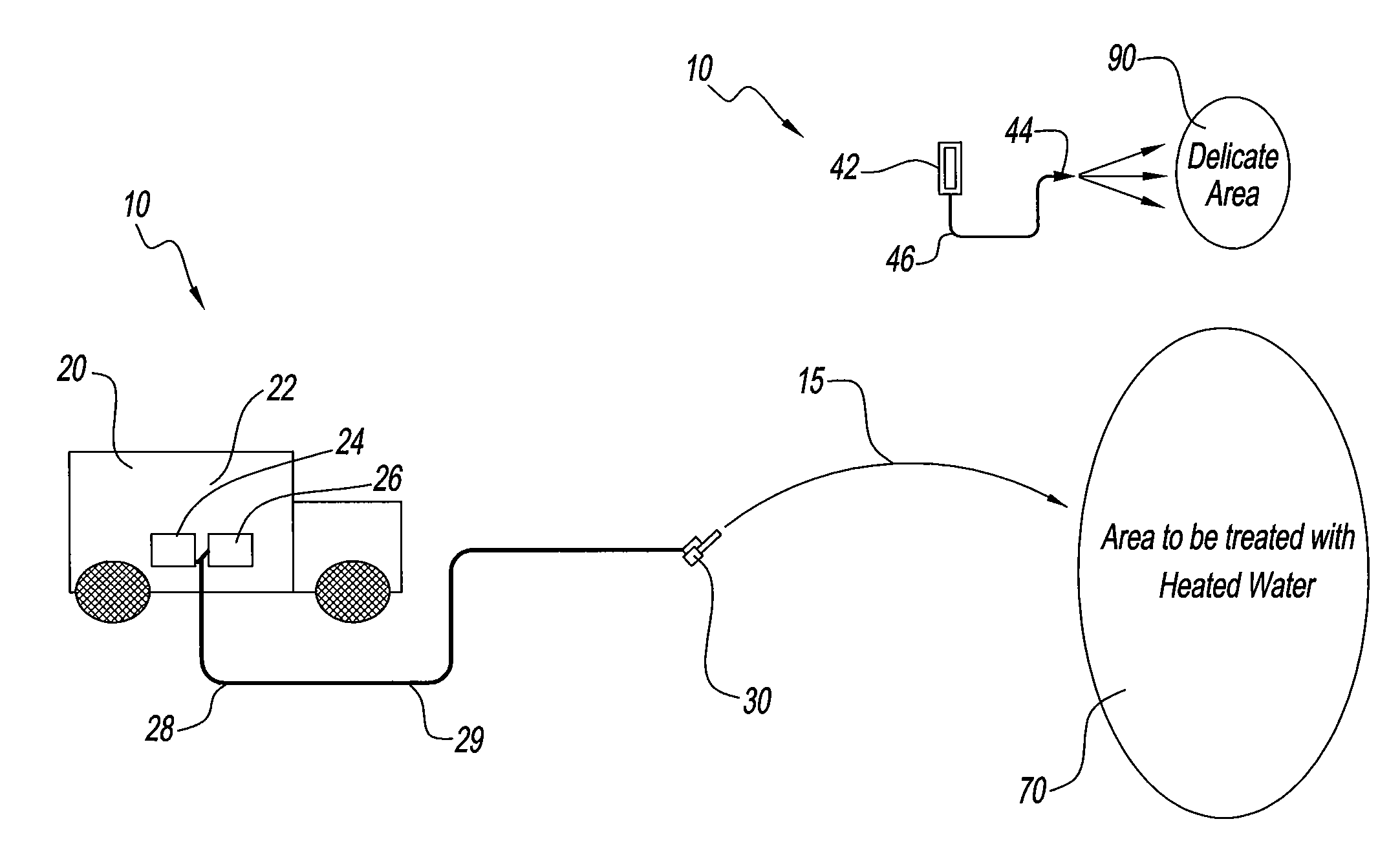 Method for killing ticks and other vectors using a heated water system