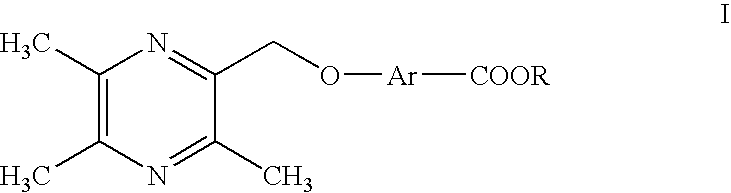 4-((3, 5, 6-trimethylpyrazine-2-yl) methoxyl) benzoic acid and its derivatives