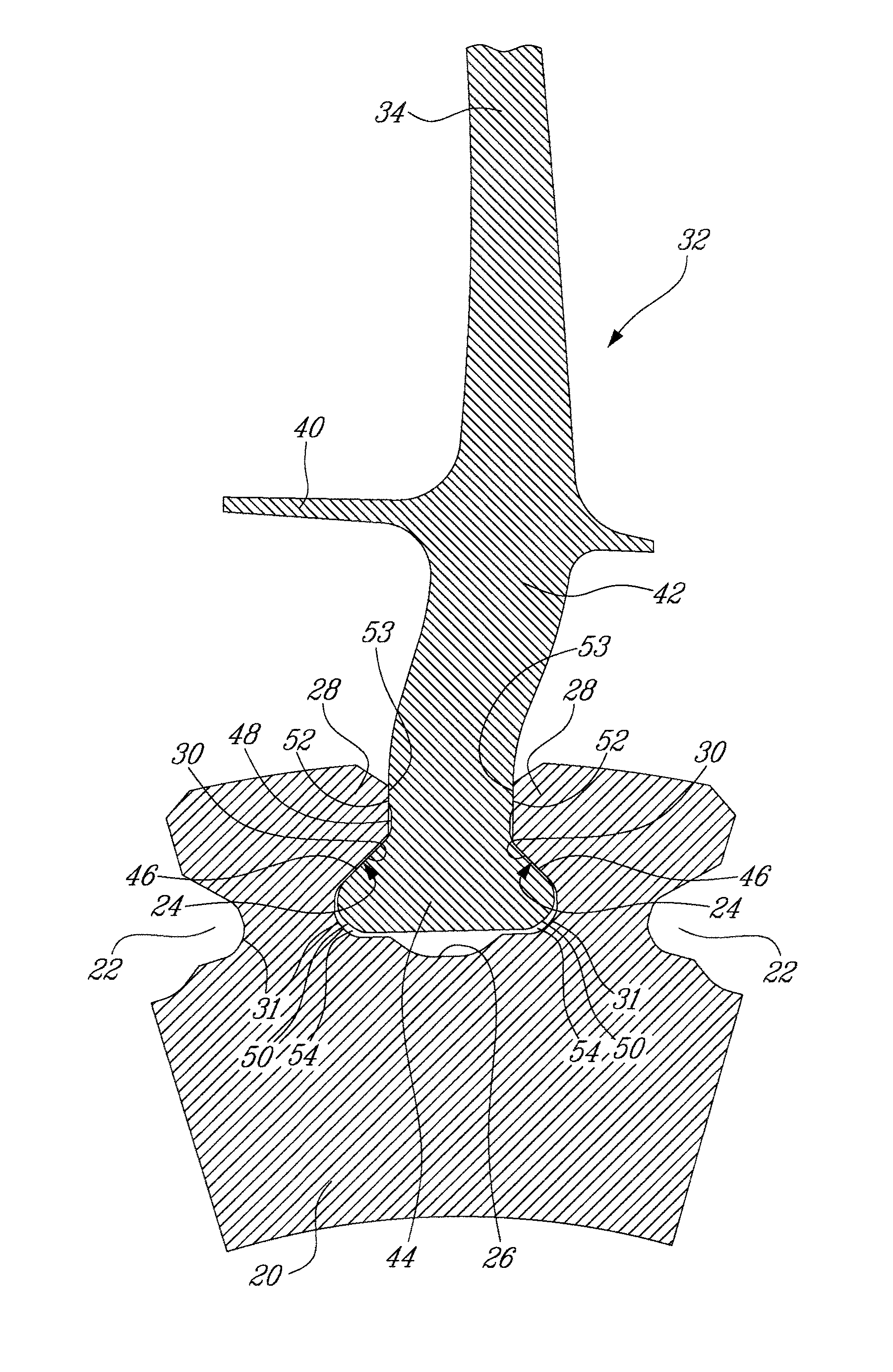 Blade fixing design for protecting against low speed rotation induced wear