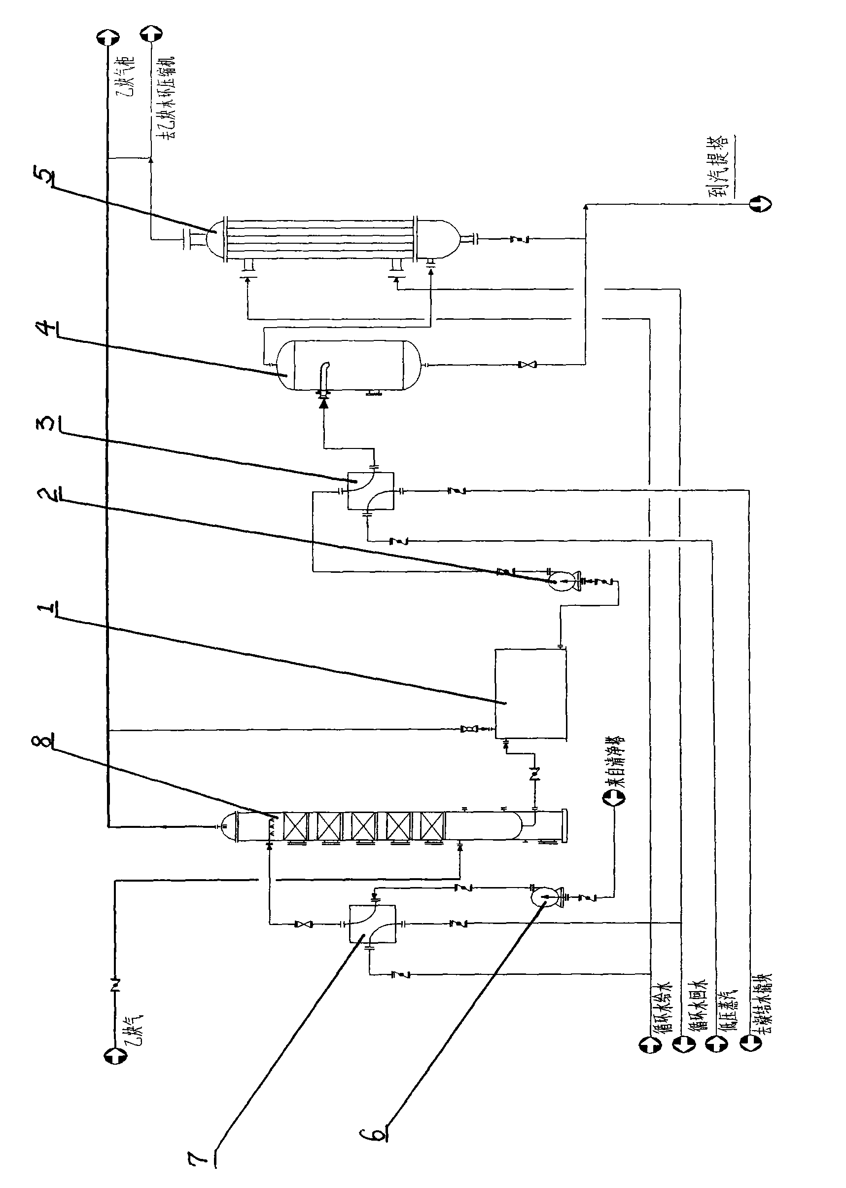 Method for recycling sodium hypochlorite purifying liquid used for purifying acetylene gas