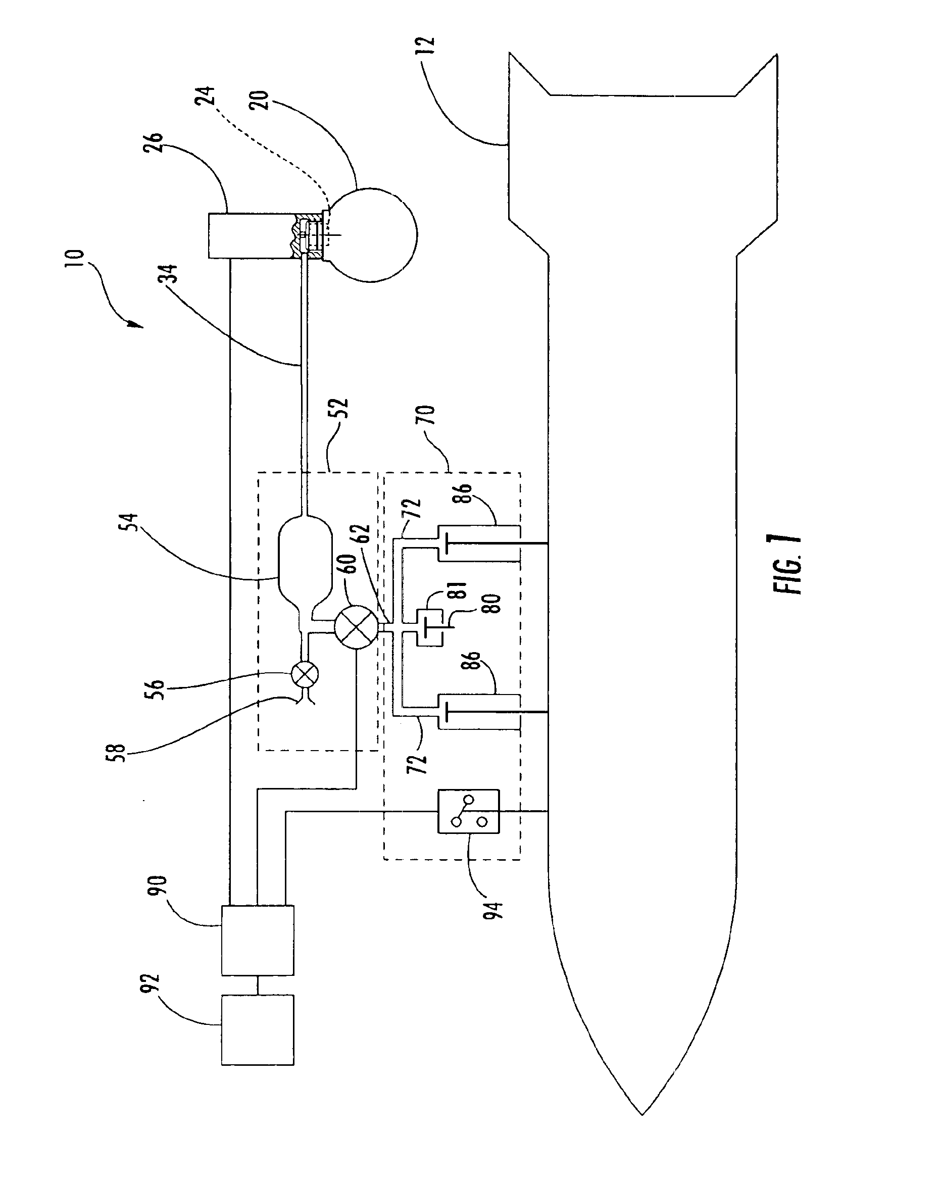 Store ejection system with disposable pressure vessel and associated method of operation