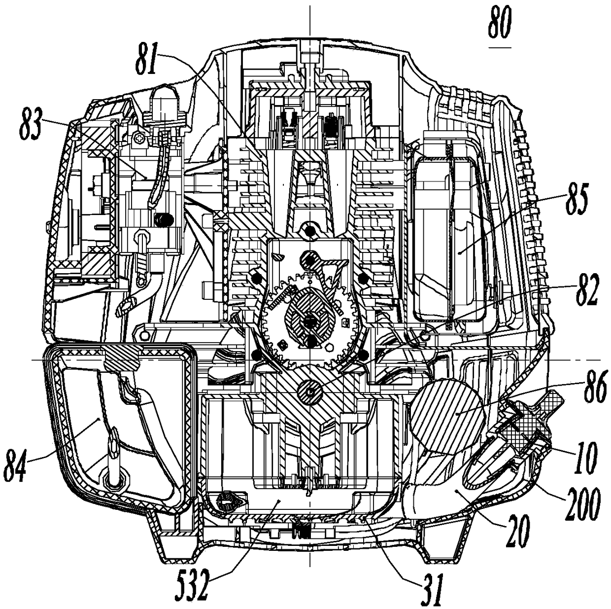 Internal combustion engine and gardening tool with same