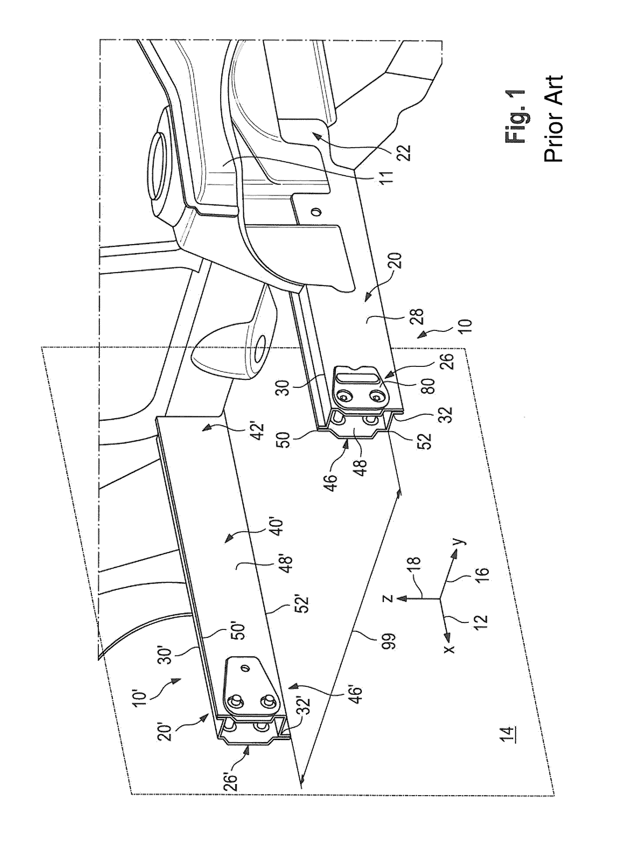 Longitudinal Support Device for Supporting a Front Engine in a Motor Vehicle