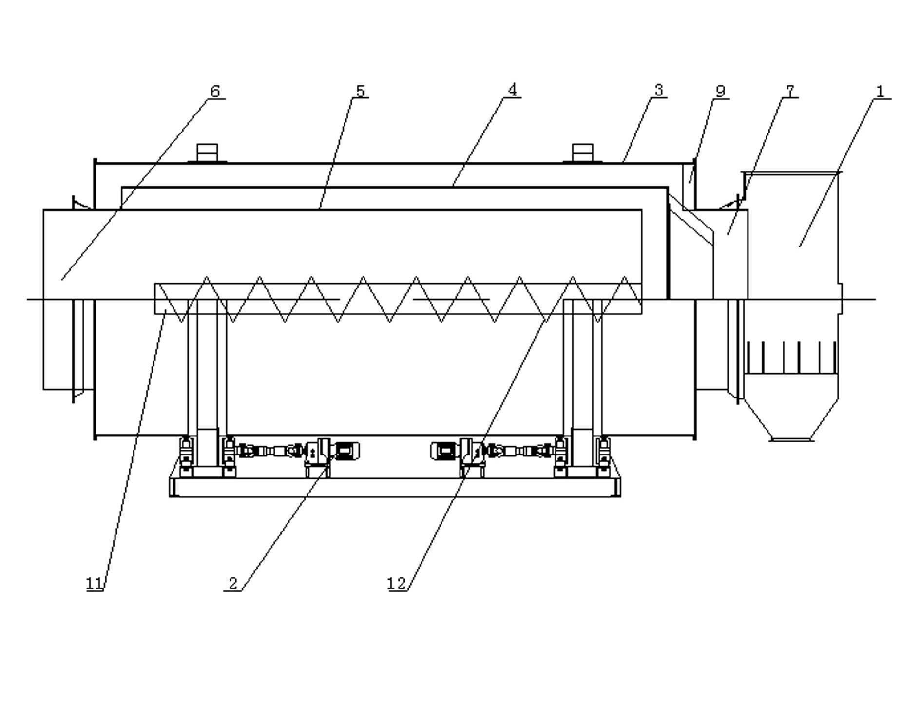 Material guide device of three-barrel drying machine