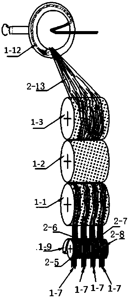 Rotor spinning method and device with four-sliver asynchronous input and three-stage carding