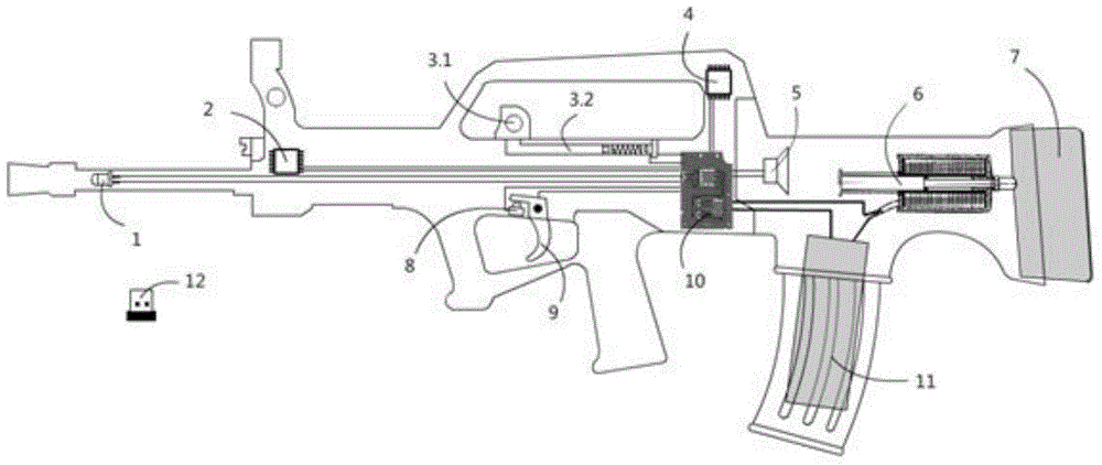 Interactive shoot cinema imitation gun system with recoil feedback system and method