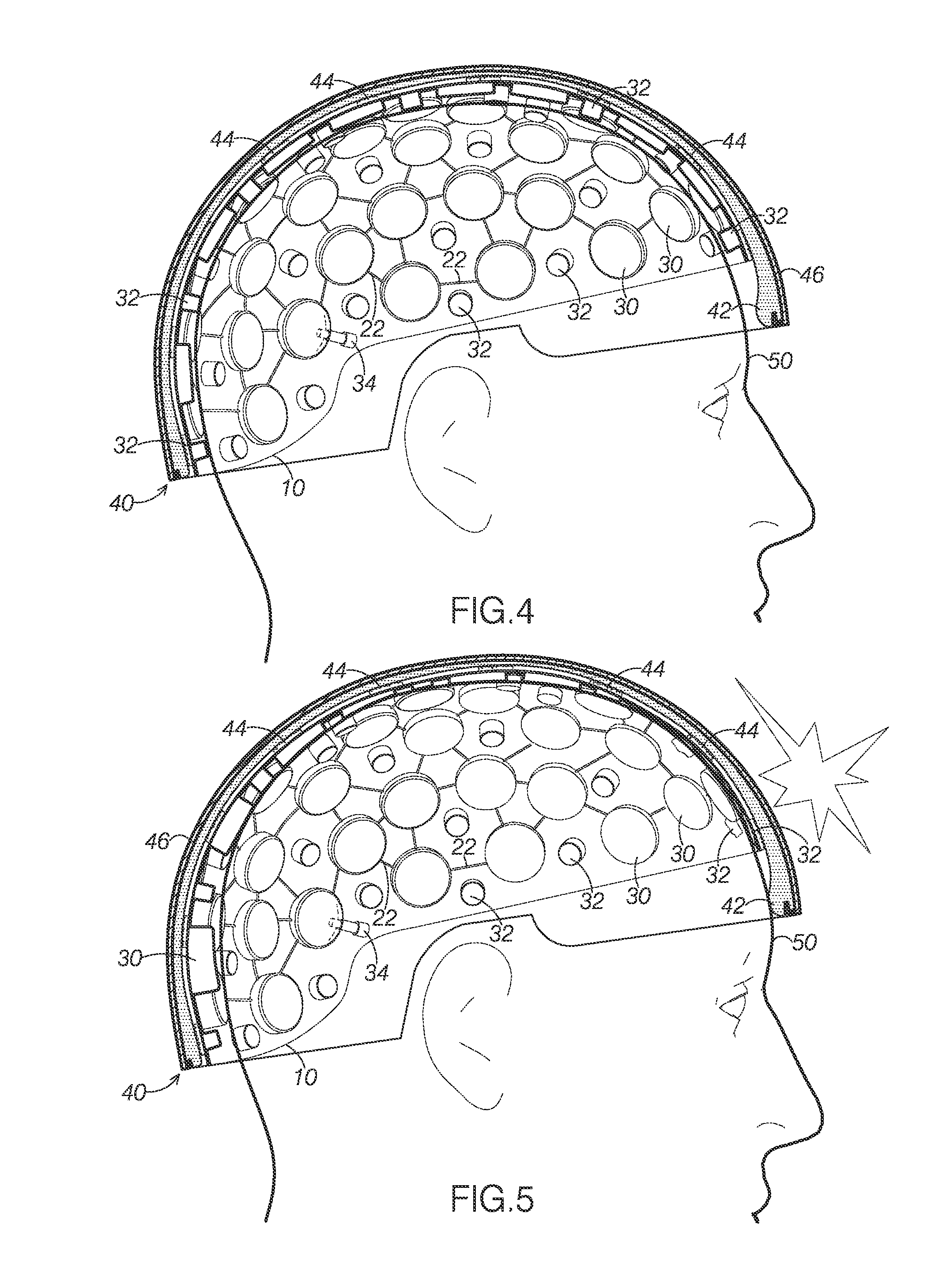 Rebound-dampening headgear liners with positioning feature