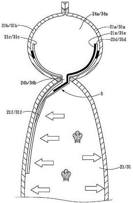 A buffer air column with a three-dimensional structure