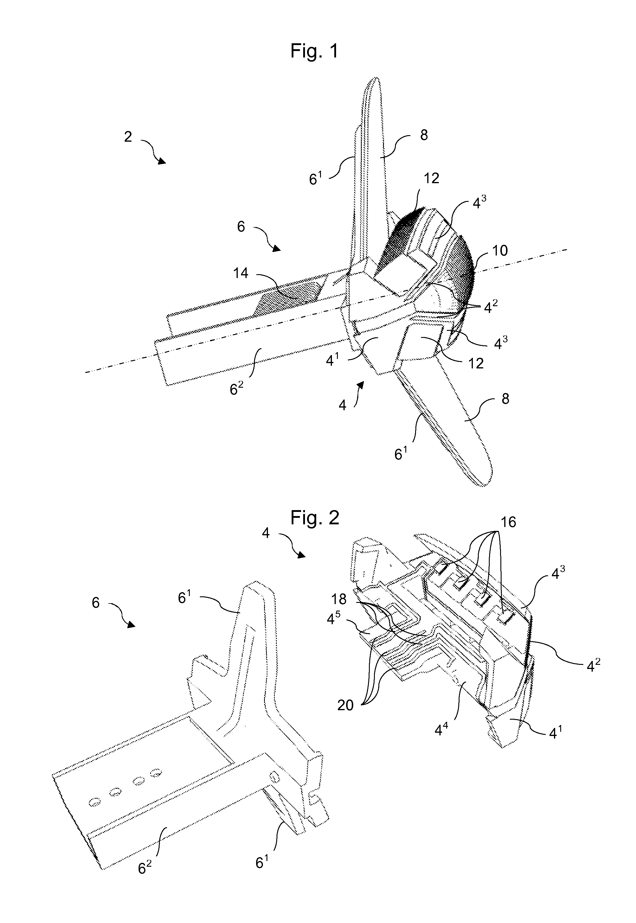 OLED diode support with elastic connection blades