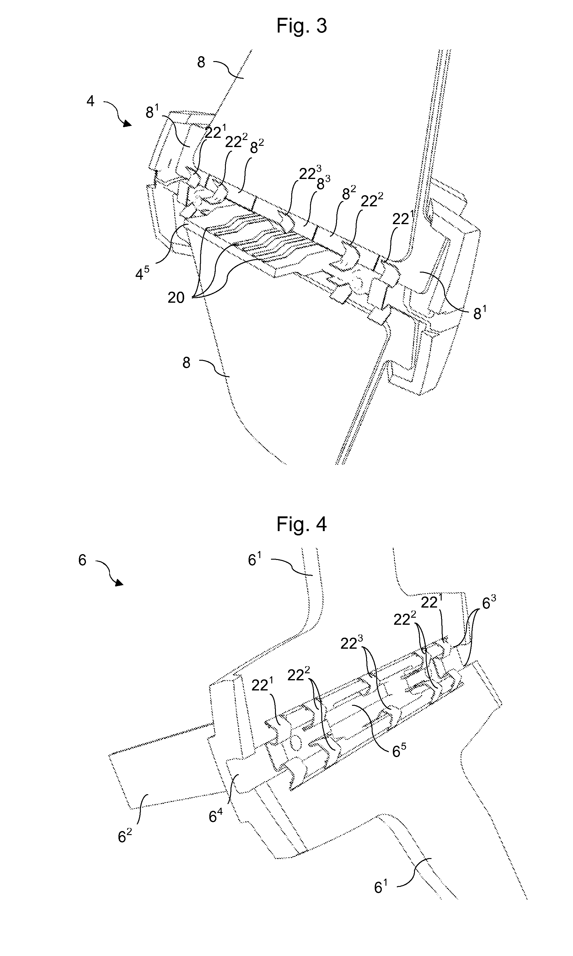 OLED diode support with elastic connection blades