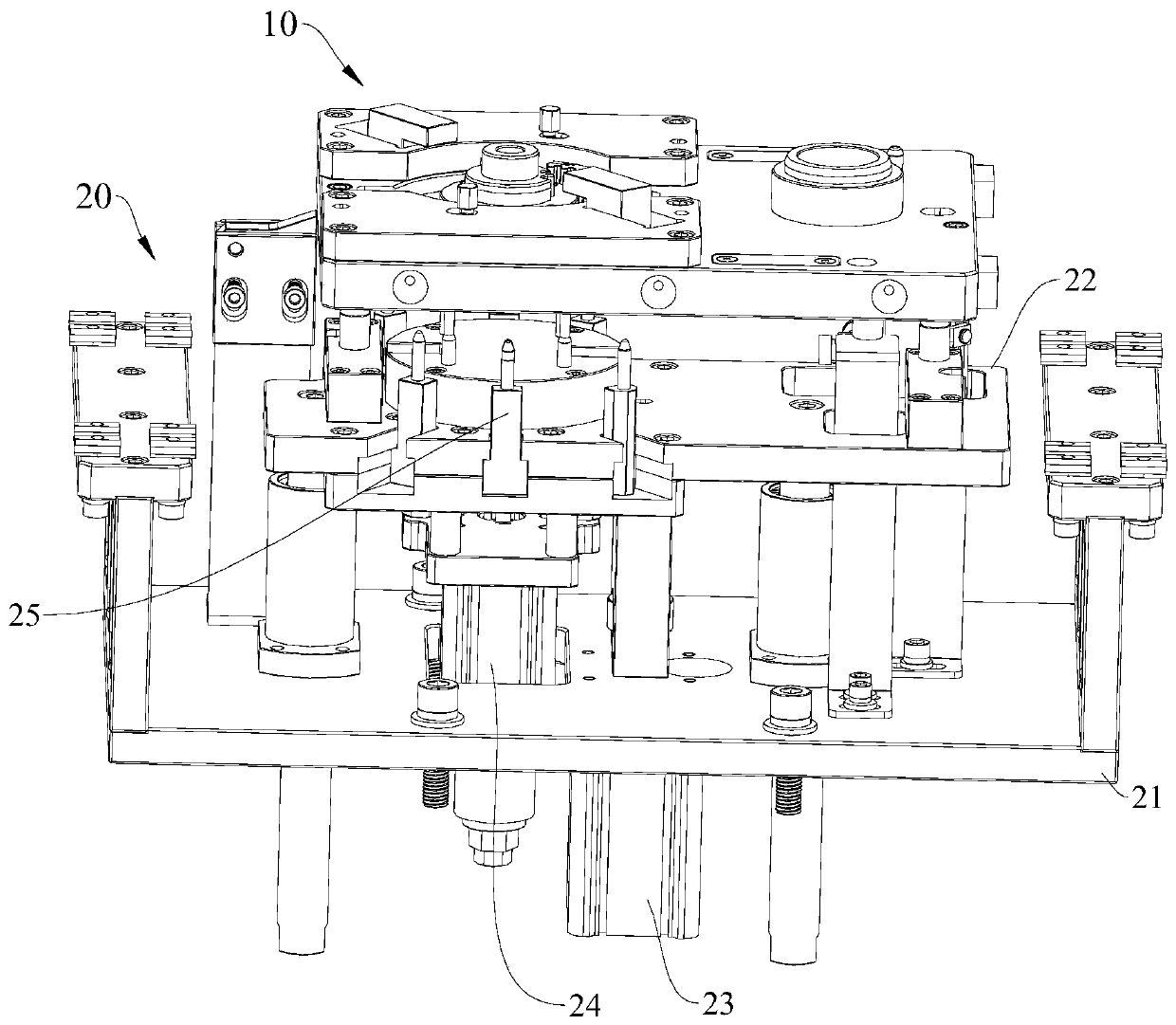 Jig, jacking structure and jig assembly