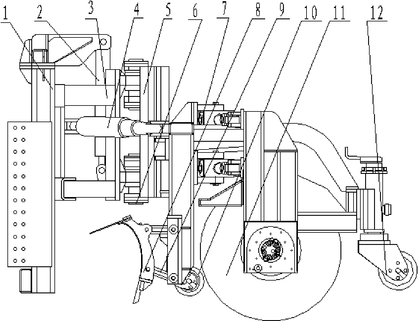 Rear working device for integrated linkage type snow remover