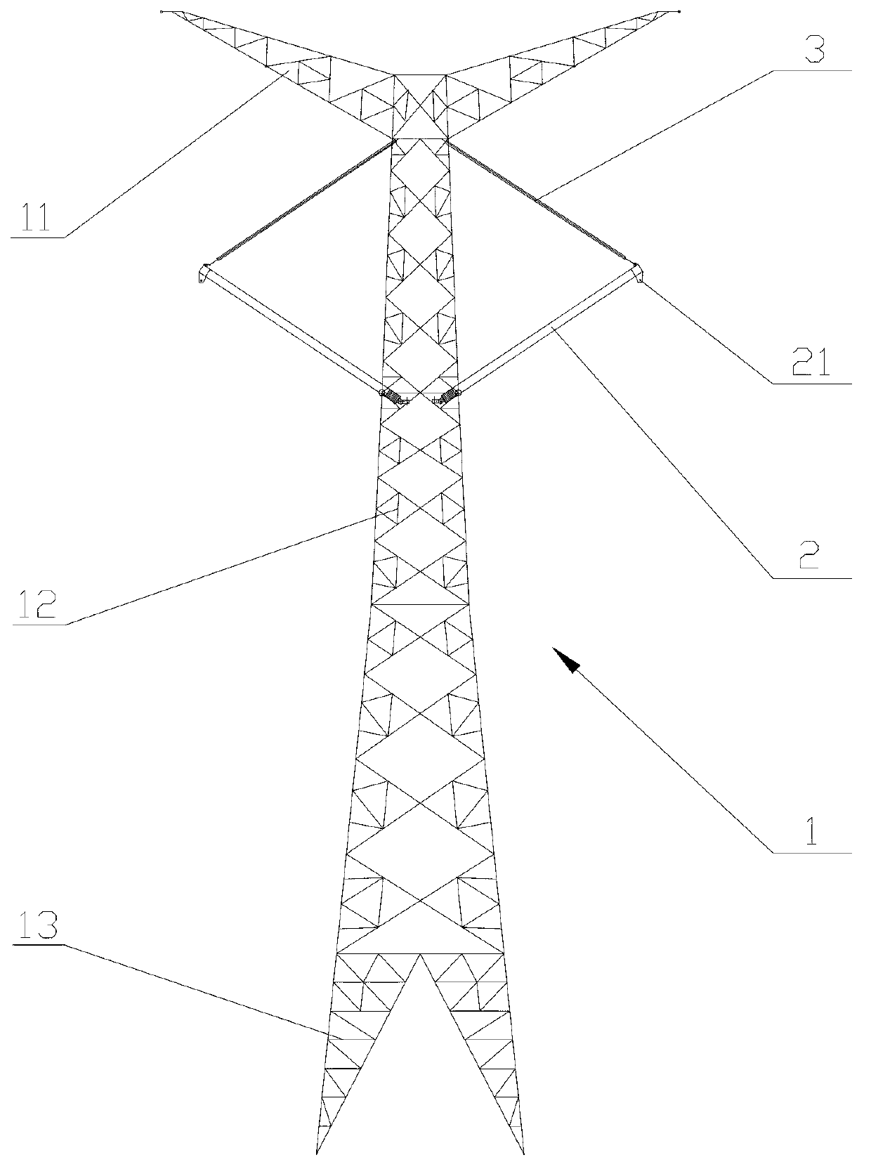 Electric transmission line tower using composite insulators