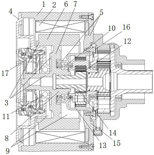 High-power heavy-load electric wheel driving motor lightening method and driving motor