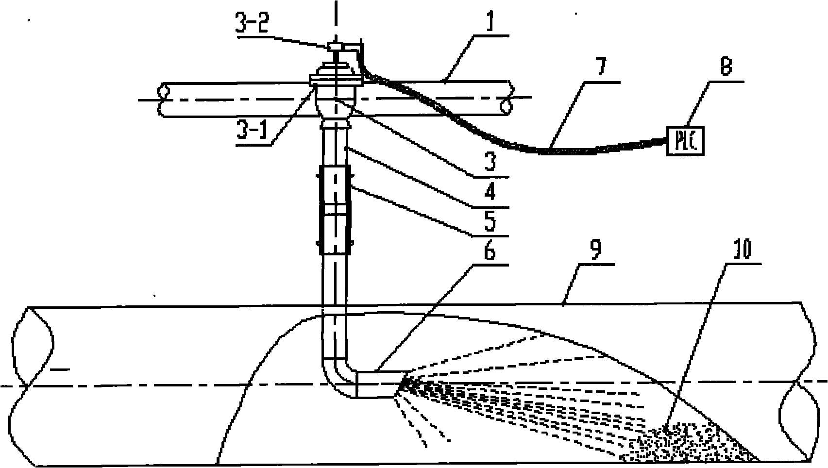 Device for cleaning dust deposited in pipeline