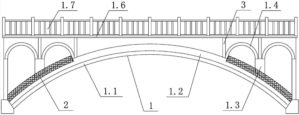 Novel reinforcement method for two-way curved arch bridge