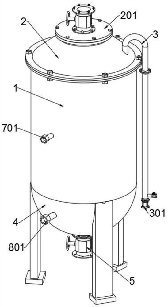 A sand filter tank structure of a non-ferrous metal mine acid wastewater treatment system