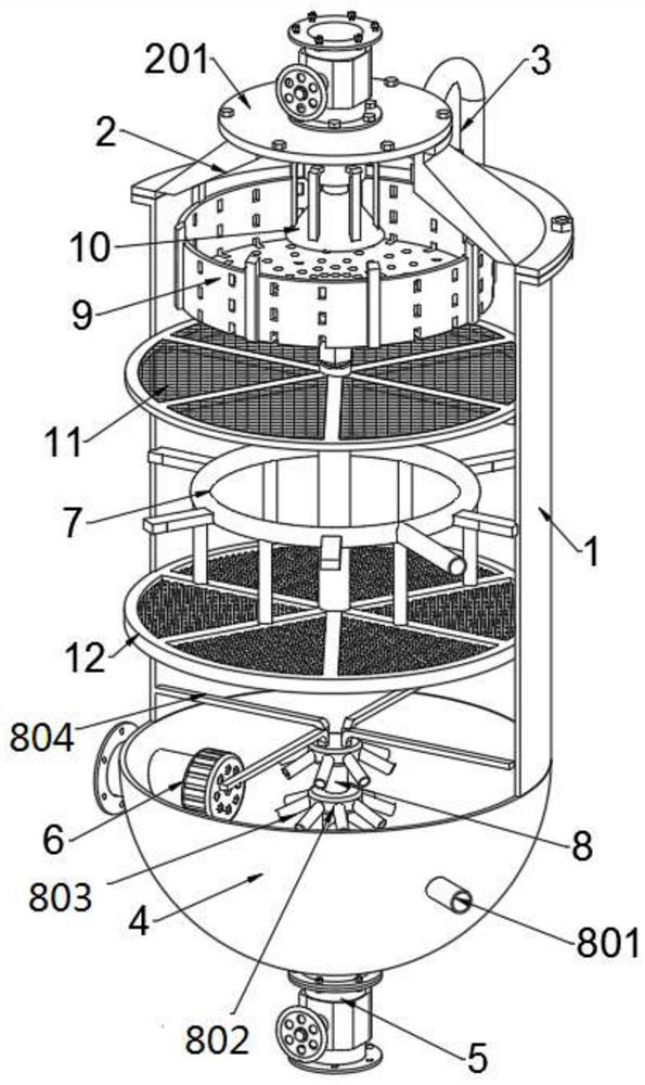 A sand filter tank structure of a non-ferrous metal mine acid wastewater treatment system