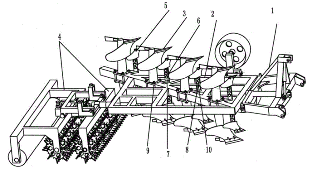 Rototilling-tillage combined machine with secondary plough