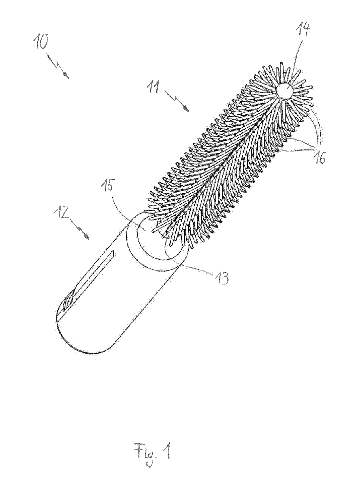 Interdental brush for cleaning interdental spaces and/or dental implants