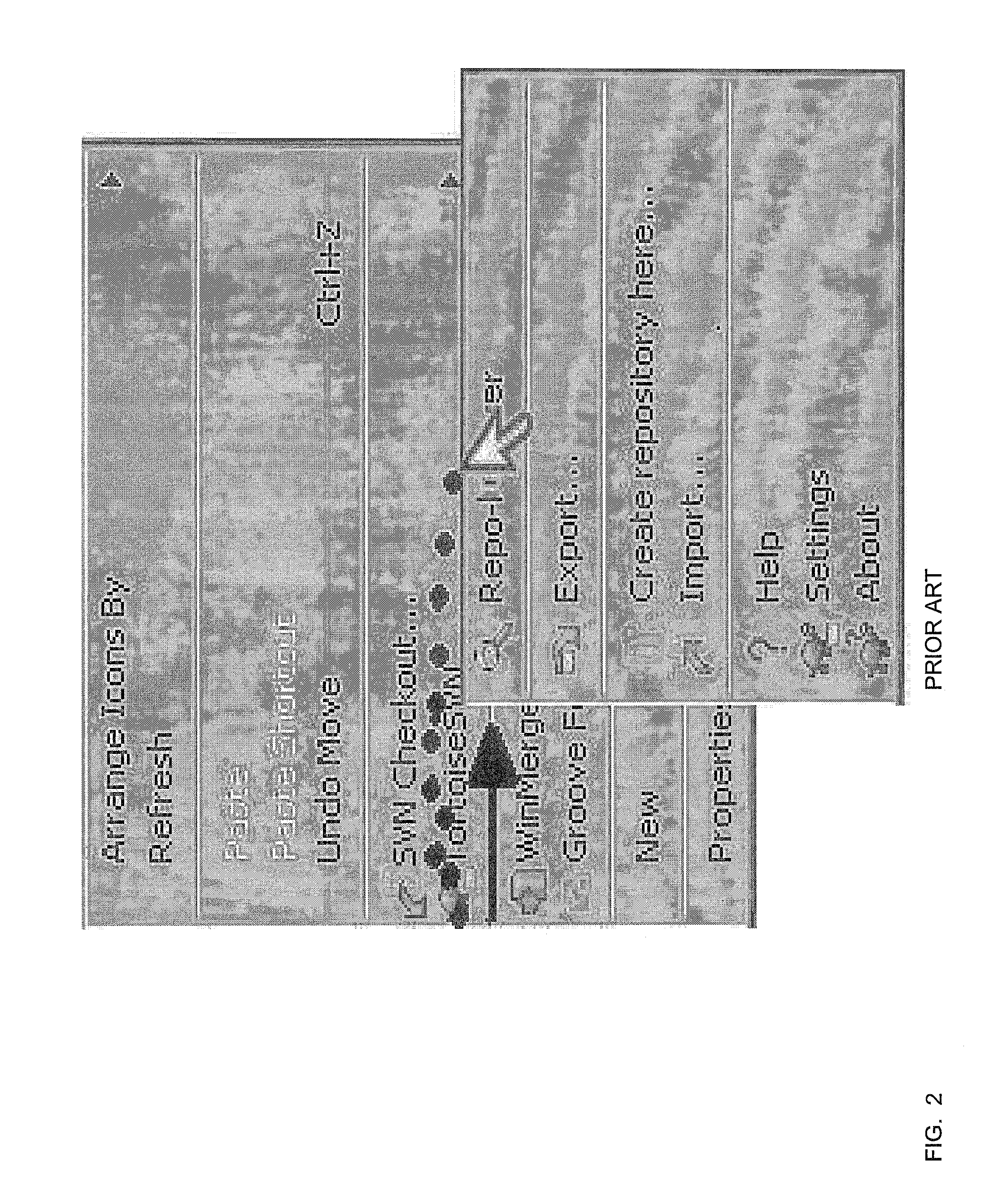 Selectable parent and submenu object display method with varied activation area shape