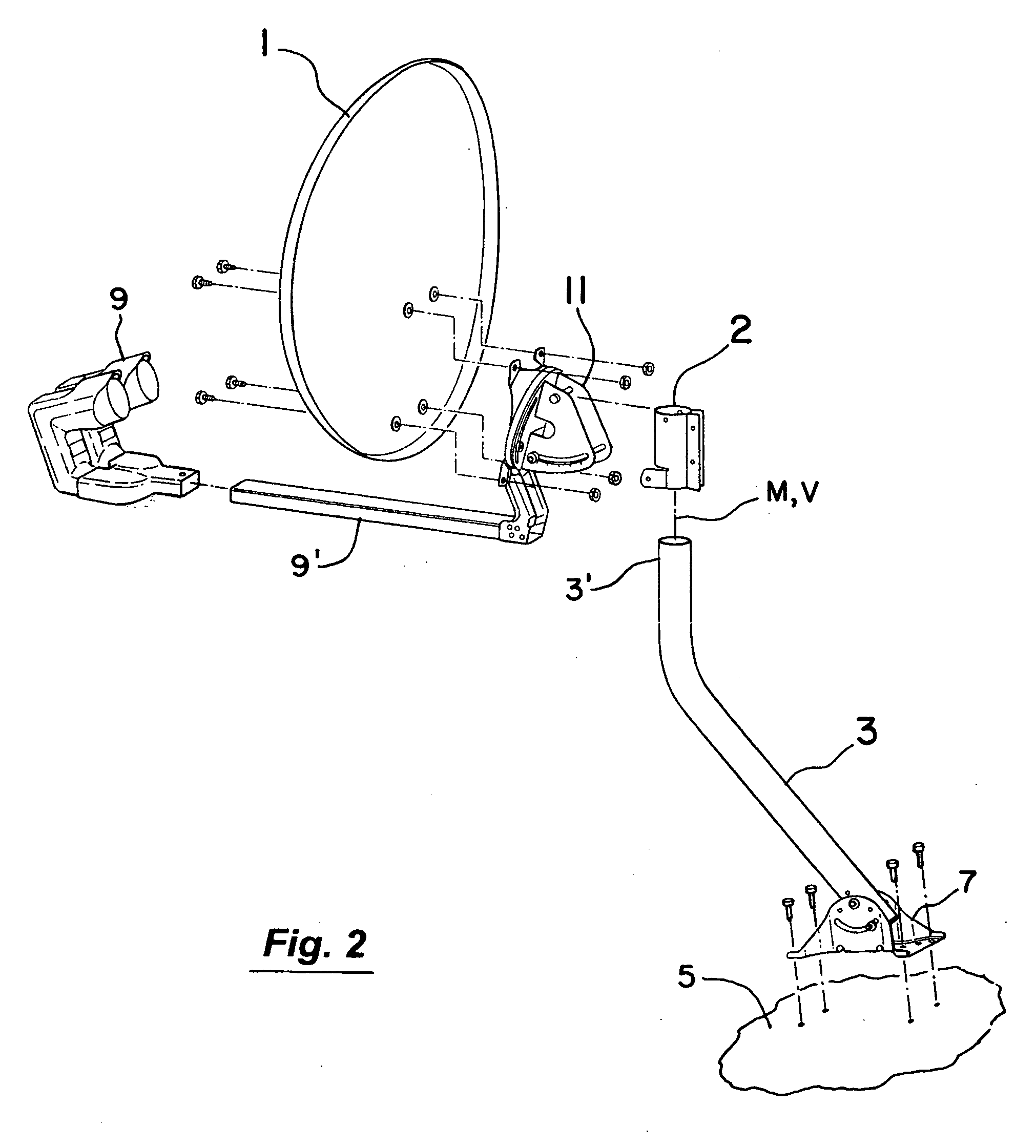 Satellite dish antenna mounting system