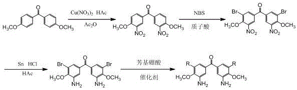 5,5'-diaryl-3,3'-diamino-4,4'-dimethoxybenzophenone compound and preparation method thereof