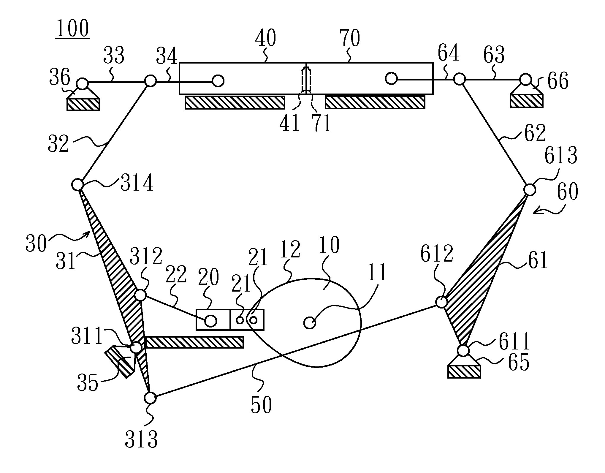 Multi-rod mechanism for opening and closing molds