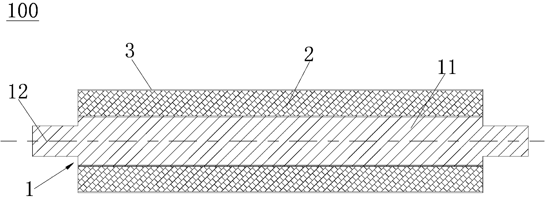 Composite material laying compression roller with laminating-type rubber covered roller structure