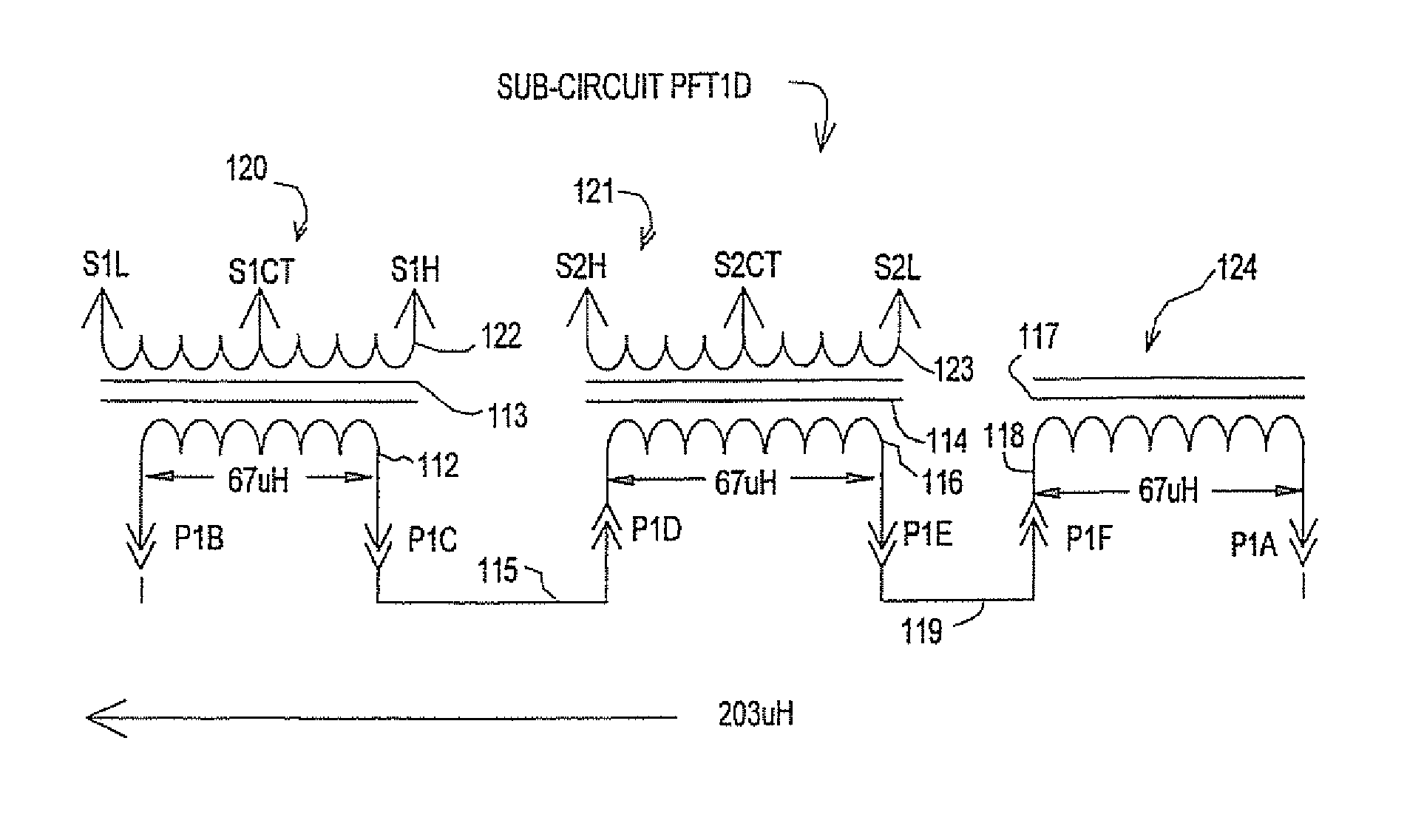 Magnetic element in a non-saturated region in a transformer/inductor